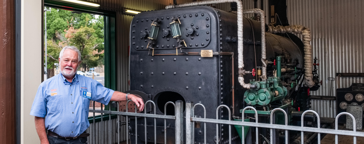 Volunteer with Steam Engine and Boiler